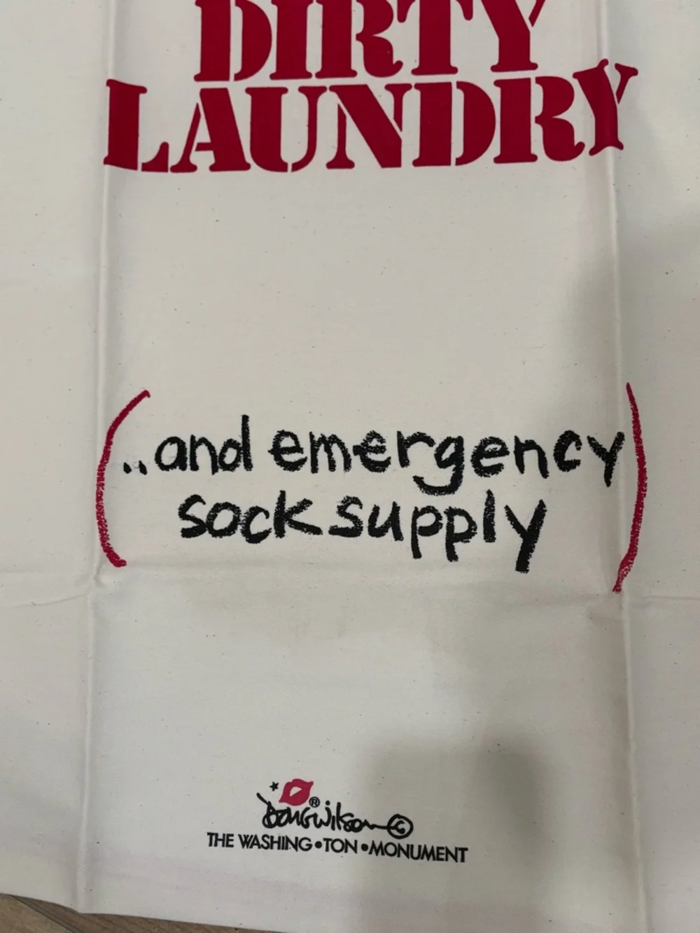 Vintage Doug Wilson Dirty Laundry Canvas Laundry Bag with Red Text 1980’s New